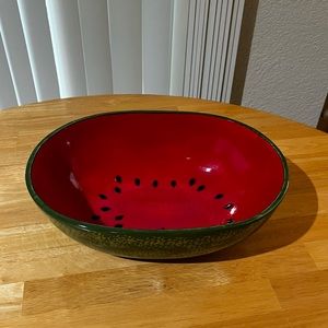 Ceramic Watermelon Modern Serveware Dish Red Green Bowl Summer Spring Preowned